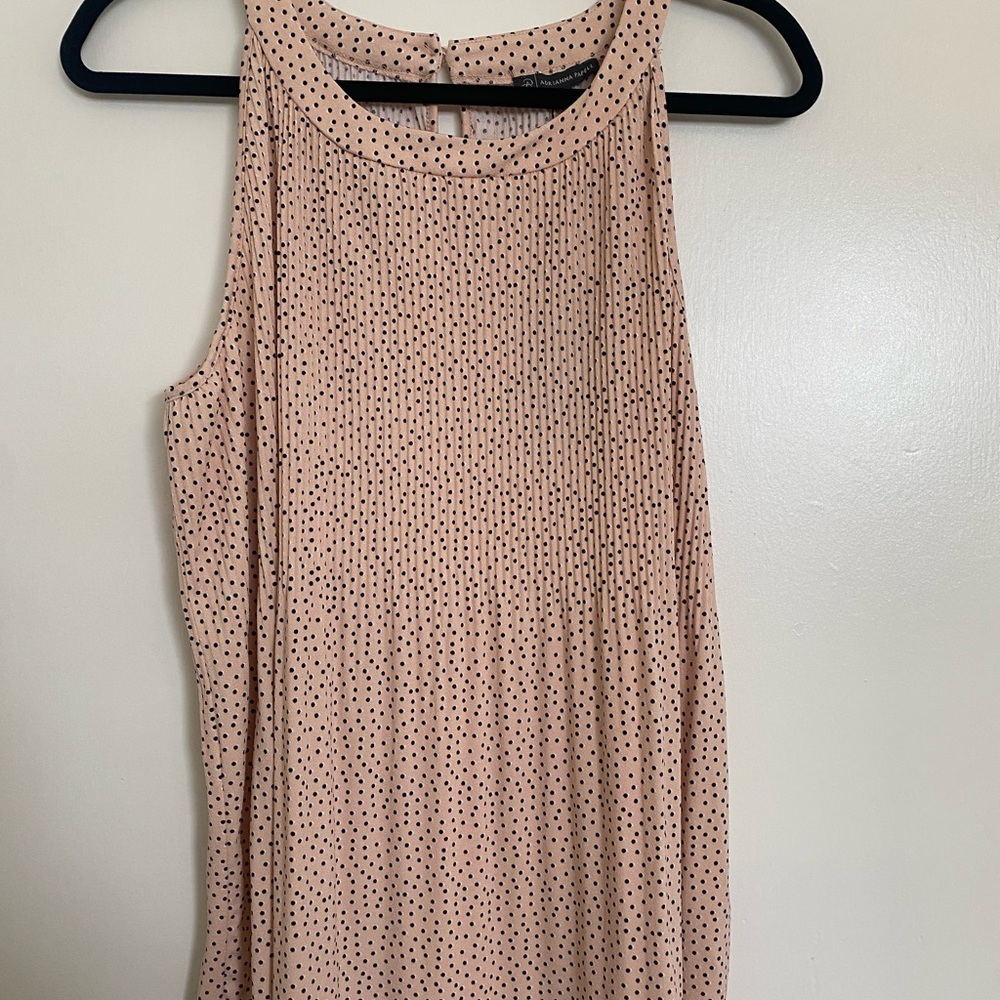 Adrianna Papell Sleeveless Blush Pink Polka Dot Top